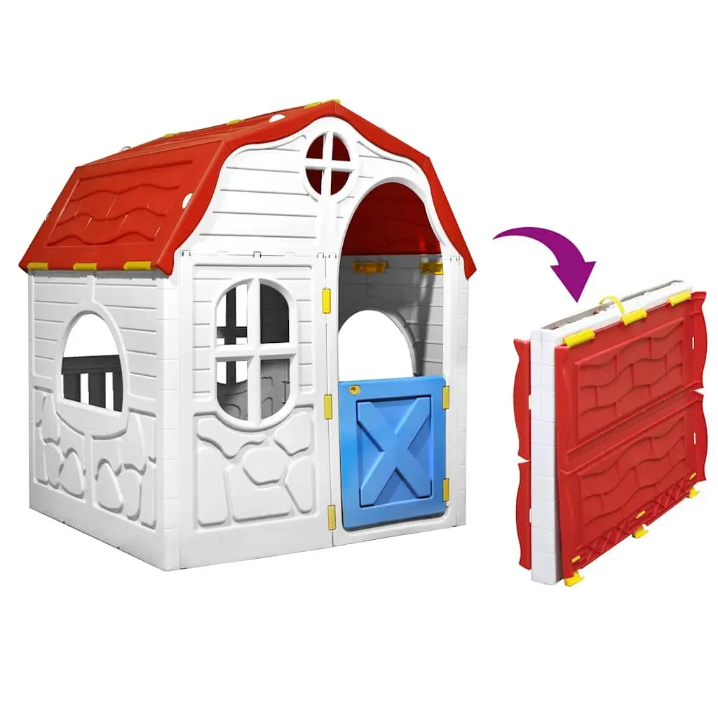 Portable Kids Playhouse Multicolour Cottage Style with Lockable Door and Open Windows Indoor Outdoor Use