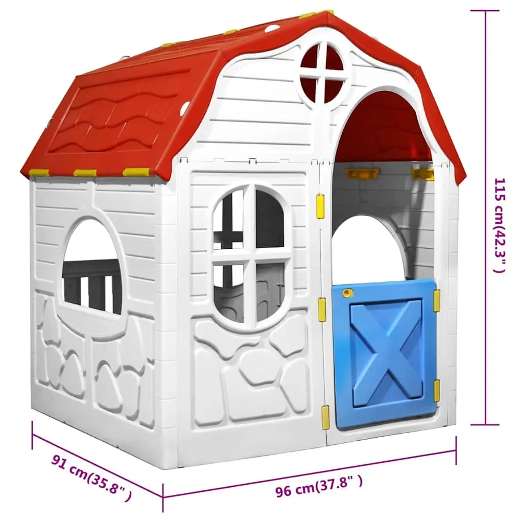 Portable Kids Playhouse Multicolour Cottage Style with Lockable Door and Open Windows Indoor Outdoor Use