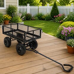 Garden Hand Trolley Cart Heavy-Duty Steel 250kg Load Capacity Pneumatic Wheels