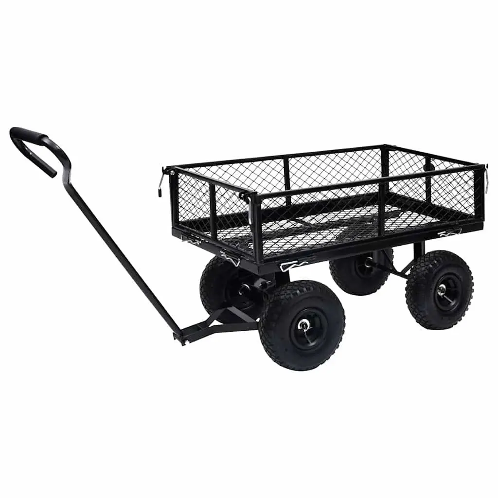 Garden Hand Trolley Cart Heavy-Duty Steel 250kg Load Capacity Black