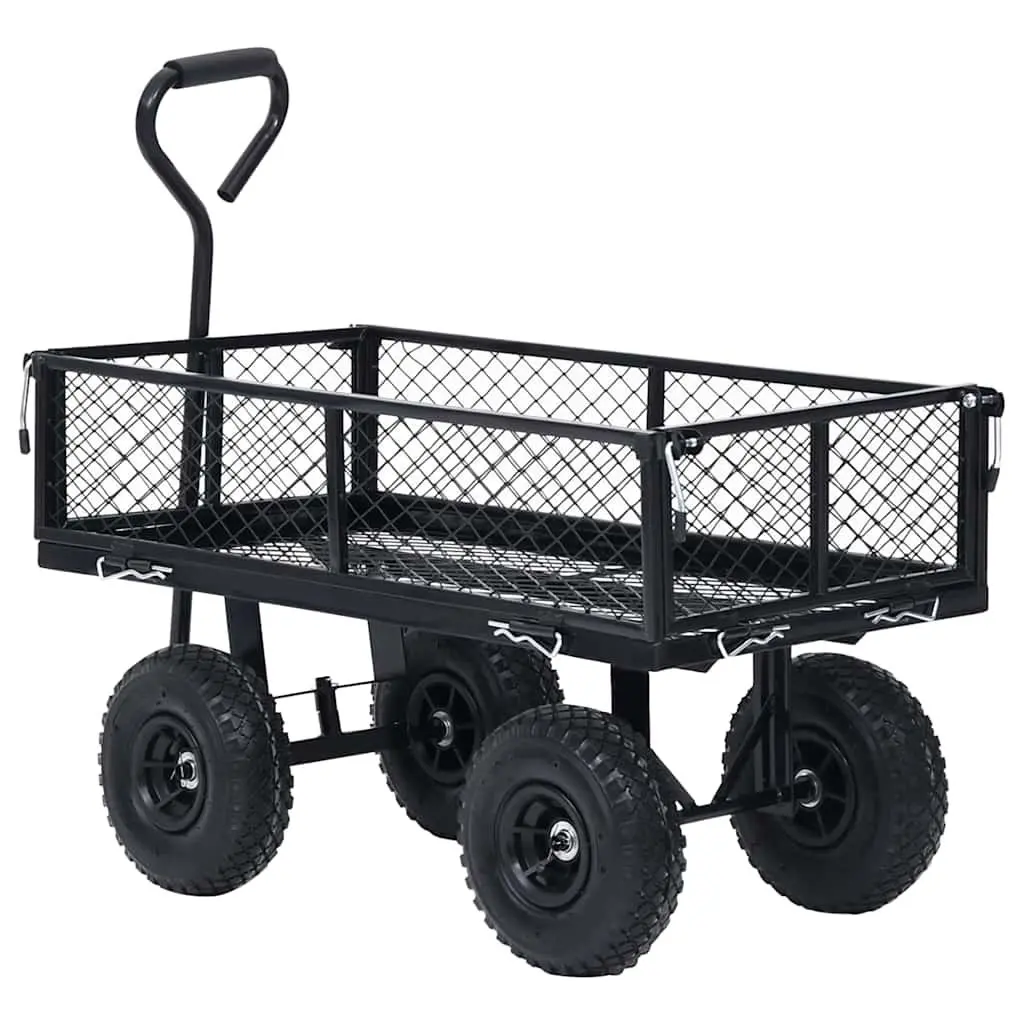 Garden Hand Trolley Cart Heavy-Duty Steel 250kg Load Capacity Black