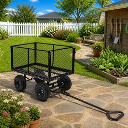 Reliable Black Steel Garden Hand Trolley with 350kg Capacity