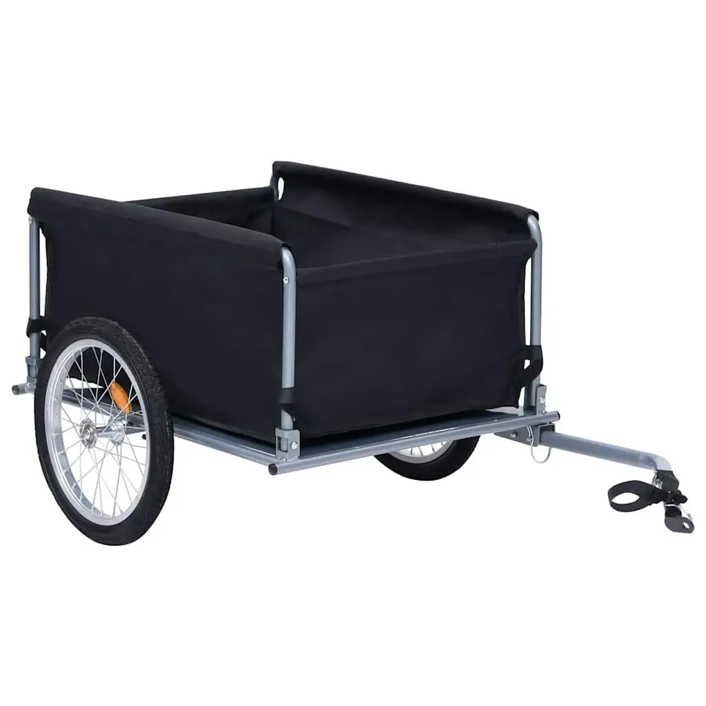 Bike Trailer Cargo 65kg Load Capacity Steel Frame Foldable Black
