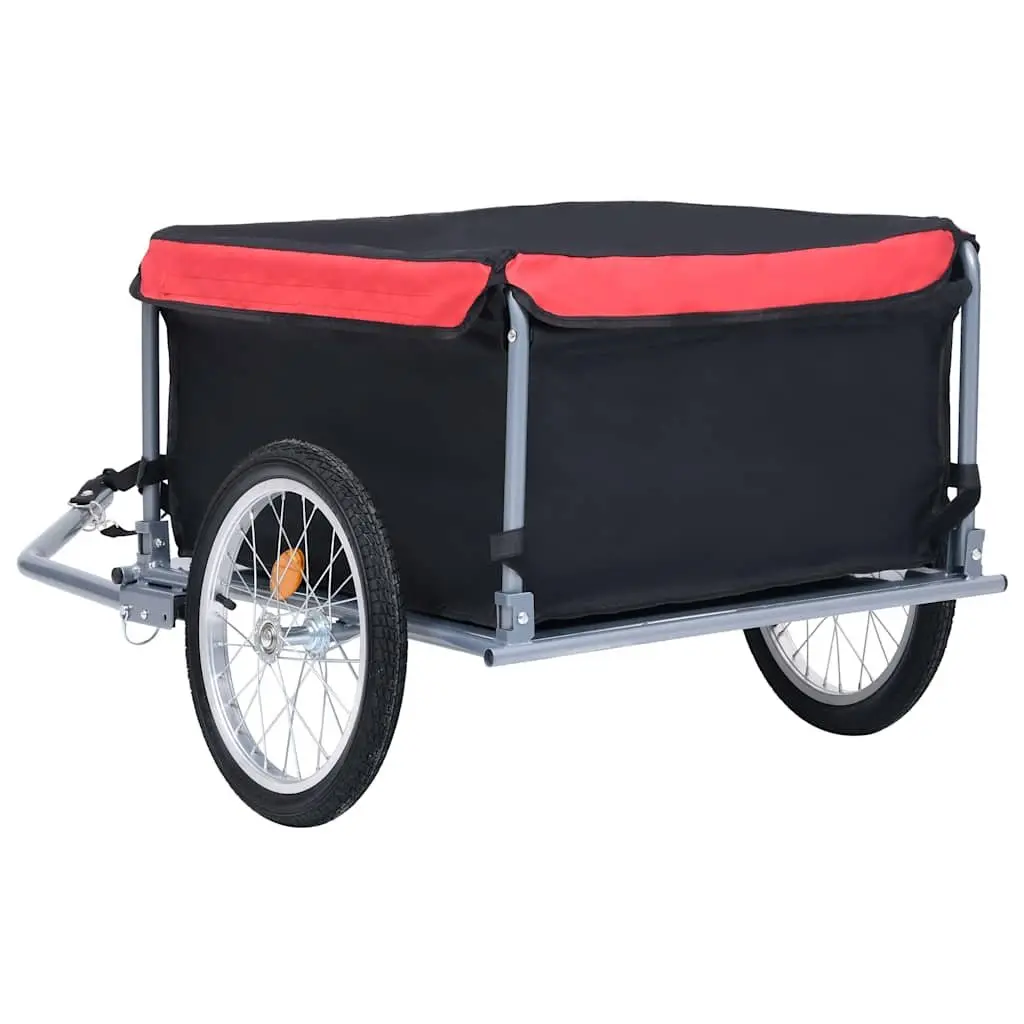 Bike Trailer Cargo 65kg Load Capacity Steel Frame Foldable Black