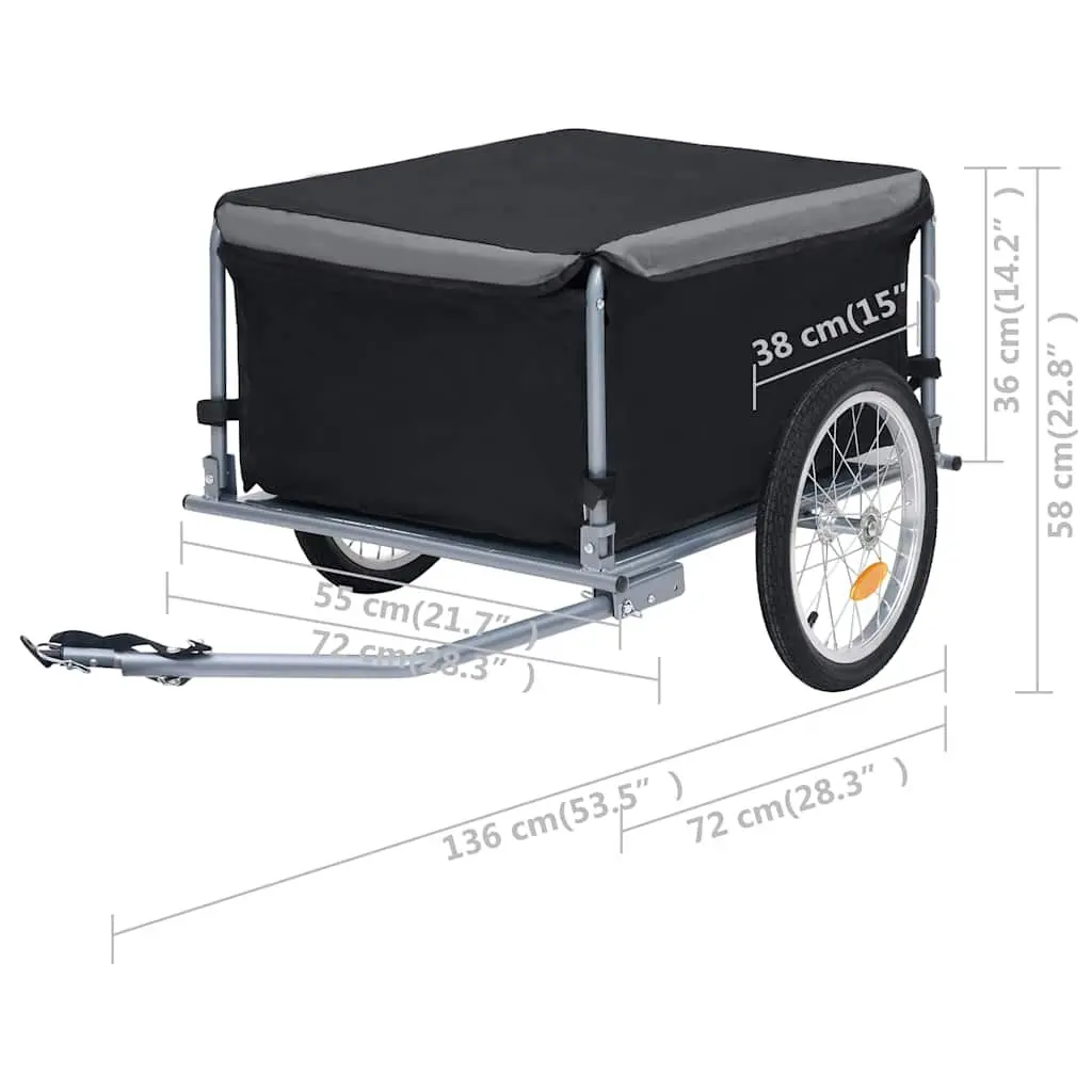 Bike Trailer 65kg Capacity Steel Frame Foldable Cargo Commute Tour Grey
