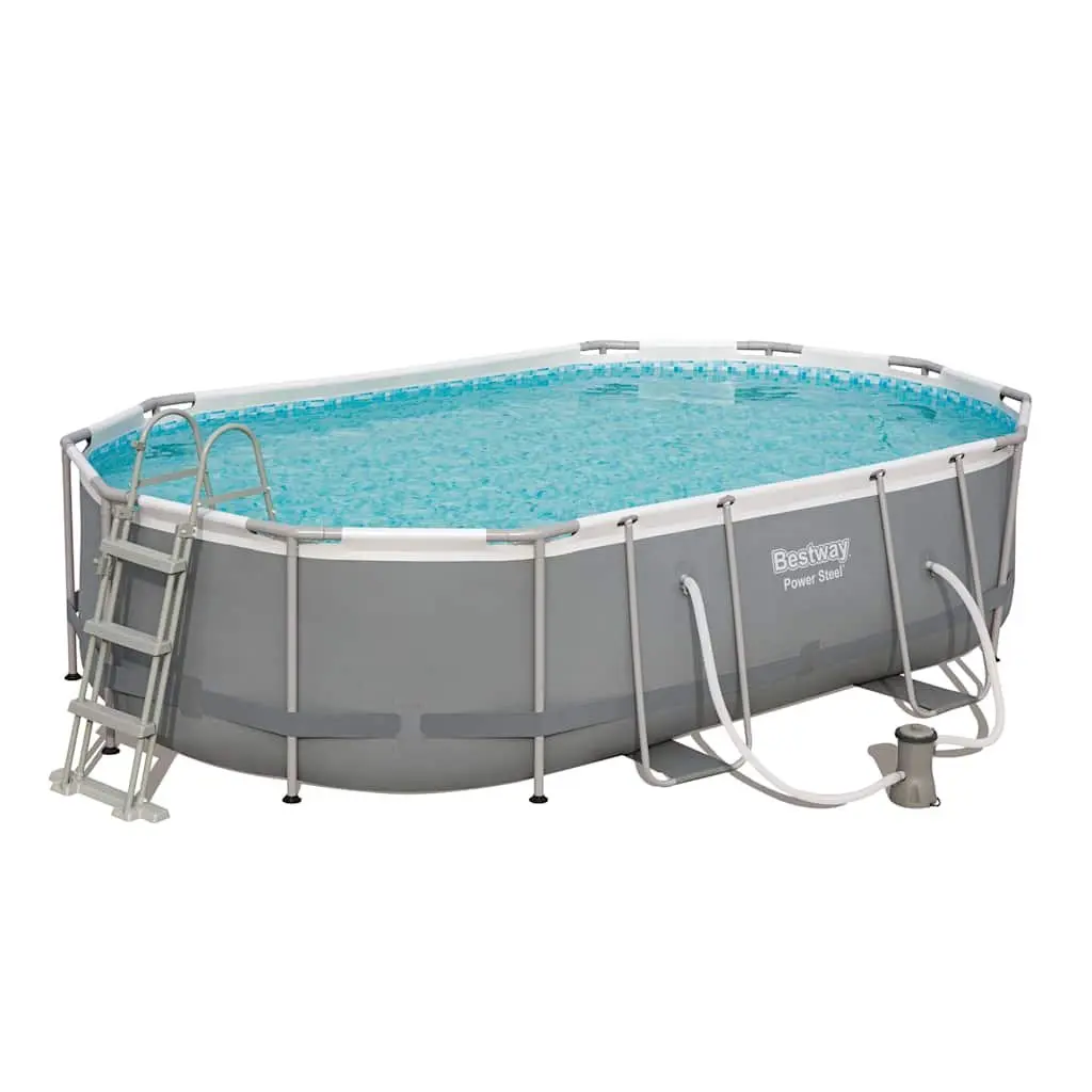 Above Ground Swimming Pool Oval 488x305x107cm Steel Frame Blue