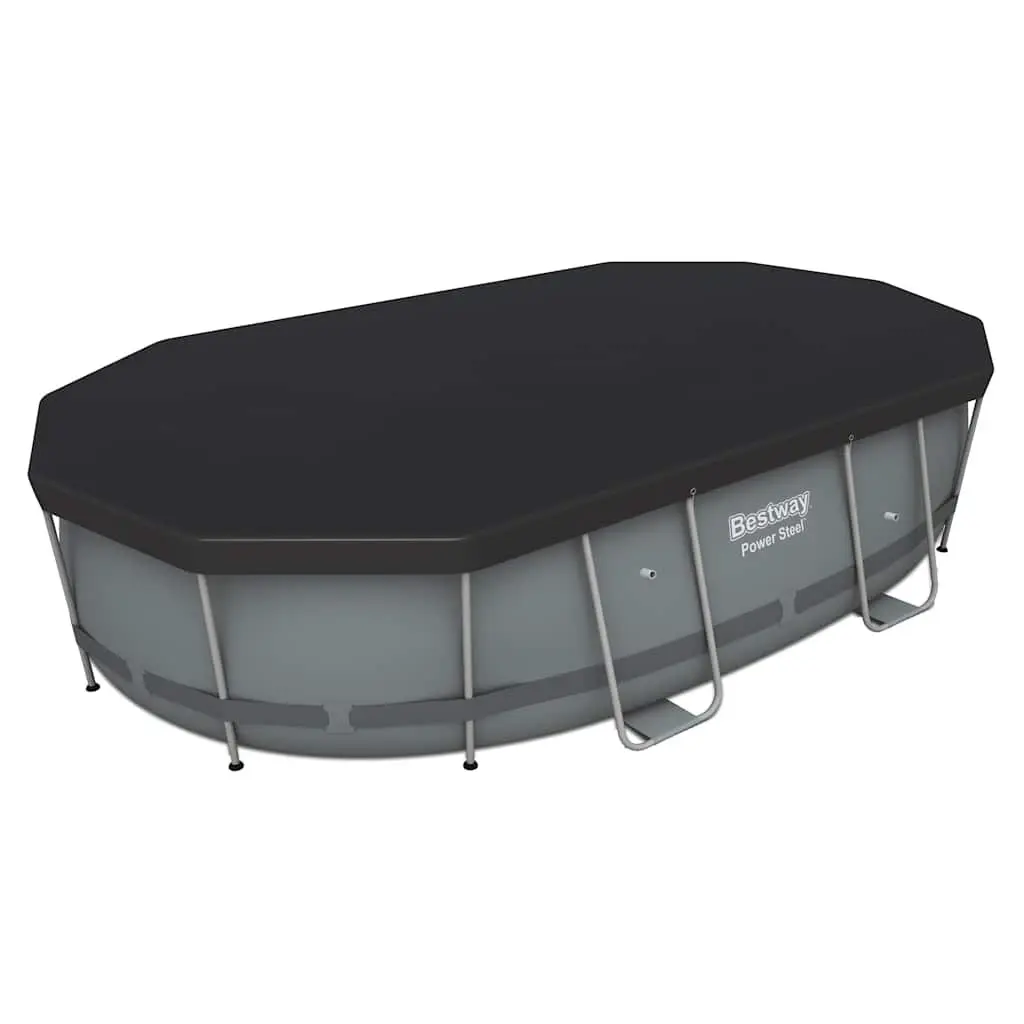 Above Ground Swimming Pool Oval 488x305x107cm Steel Frame Blue