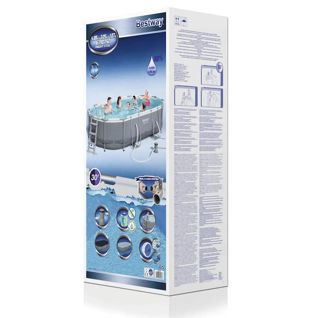 Above Ground Swimming Pool Oval 488x305x107cm Steel Frame Blue