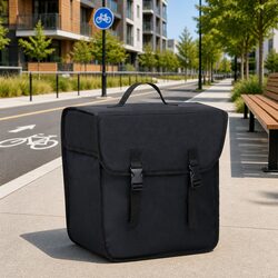 Single Bicycle Pannier Bag 21L Waterproof Storage Rack Mount Cycling Black