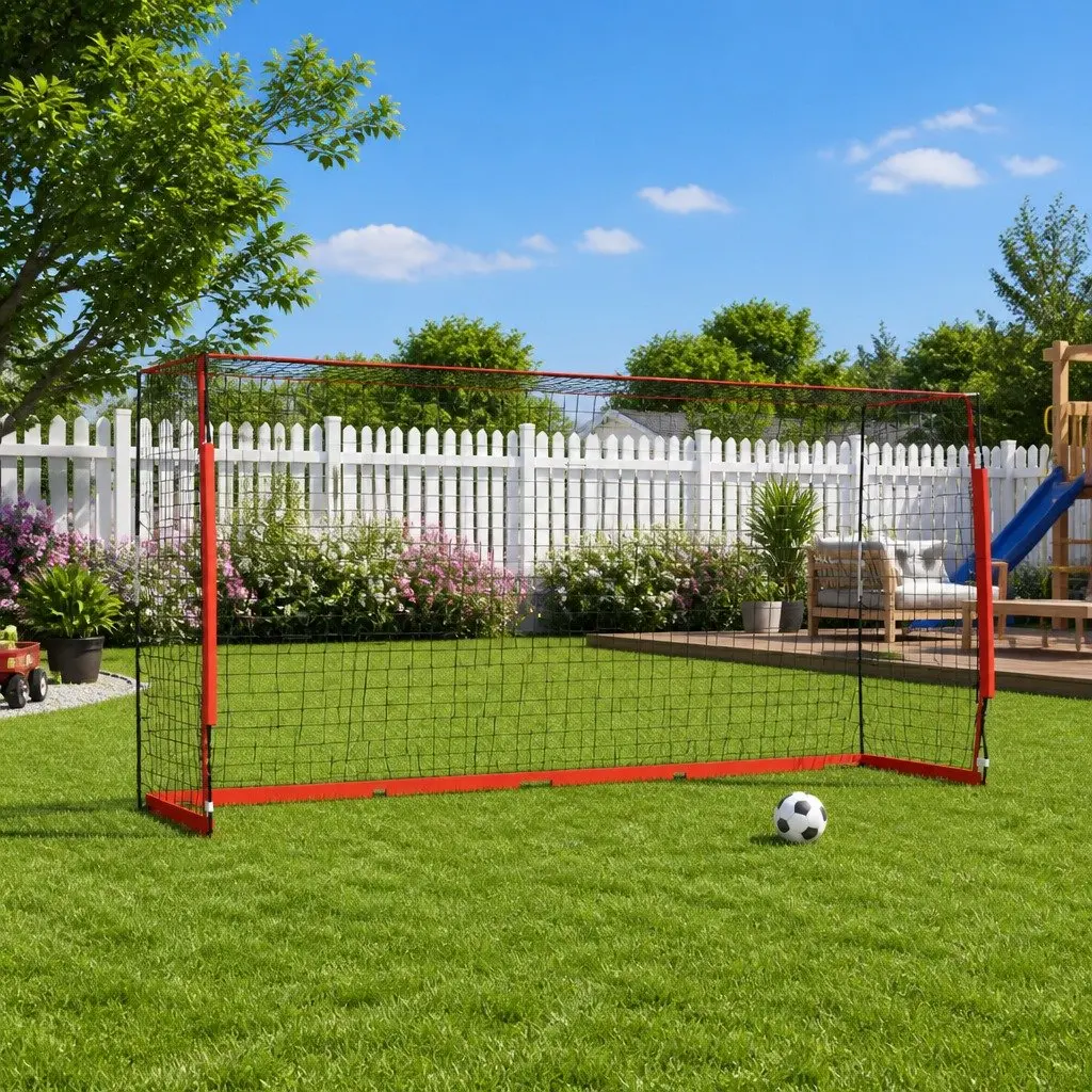 Foldable Soccer Goal Portable Training Net 366.5x91x183 cm Steel Frame Black