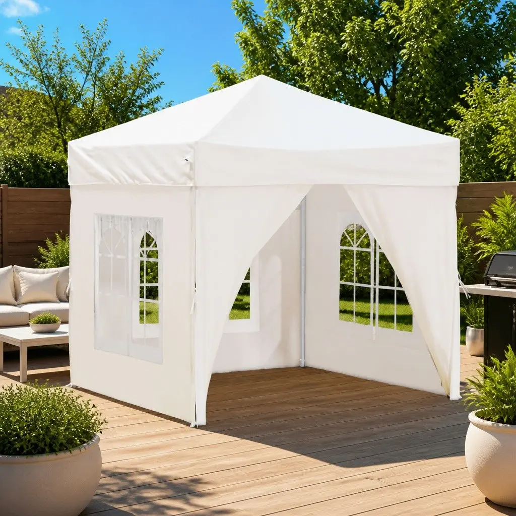 Folding Party Tent Outdoor Gazebo 2x2 m Cream with Sidewalls
