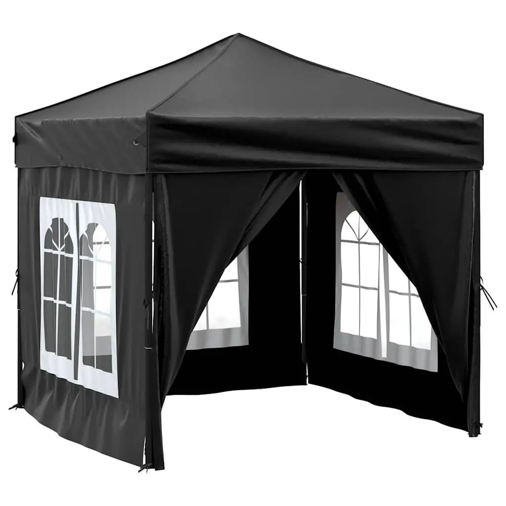Folding Party Tent Outdoor Canopy 2x2 m Black with Sidewalls