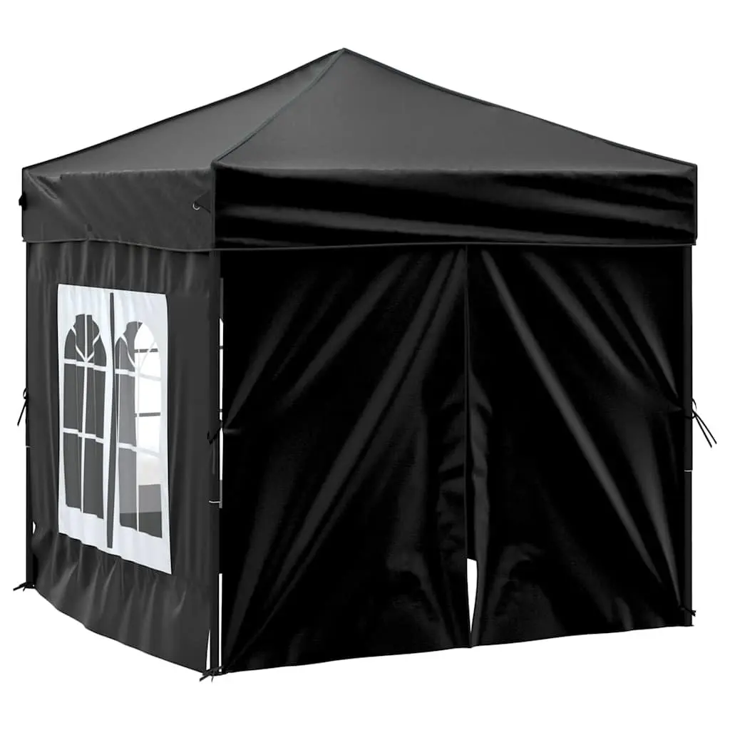 Folding Party Tent Outdoor Canopy 2x2 m Black with Sidewalls