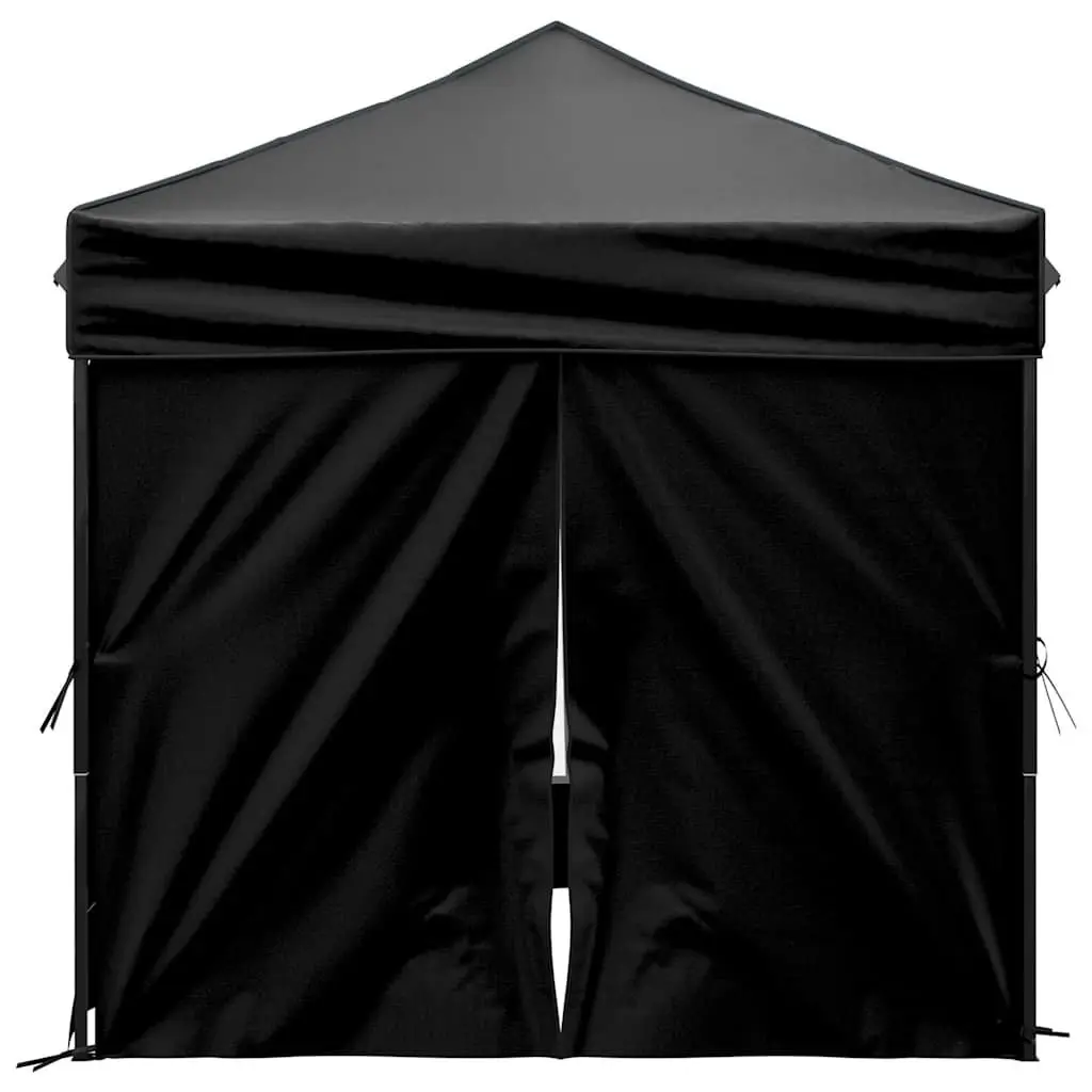 Folding Party Tent Outdoor Canopy 2x2 m Black with Sidewalls