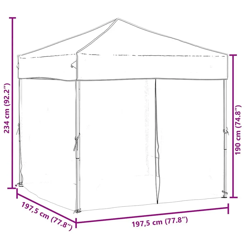 Folding Party Tent Outdoor Canopy 2x2 m Black with Sidewalls