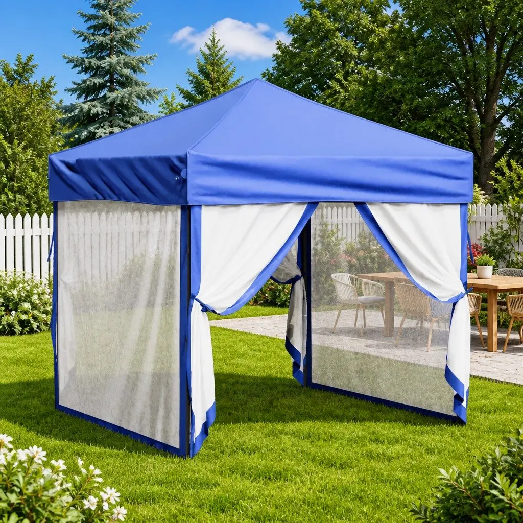 Folding Party Tent Outdoor Canopy 2x2m Blue