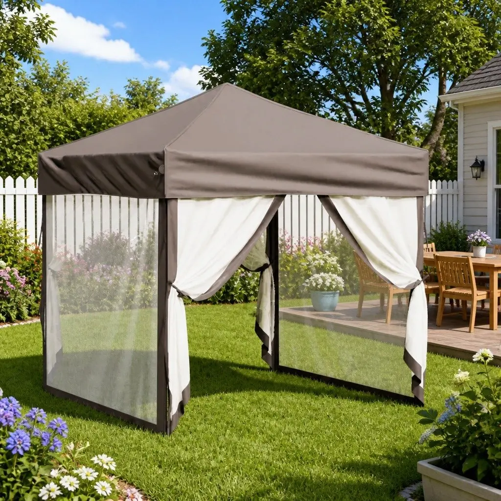 Folding Party Tent Outdoor Canopy Gazebo 2x2m Taupe