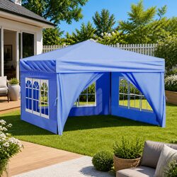 Reliable Folding Party Tent 3x3 m with Sidewalls - Blue