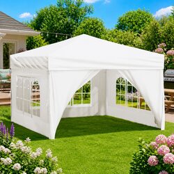 Lightweight Cream Folding Party Tent with Sidewalls