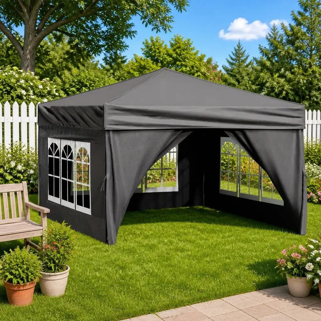 Folding Party Tent Outdoor Canopy Gazebo 3x3m Anthracite with Sidewalls