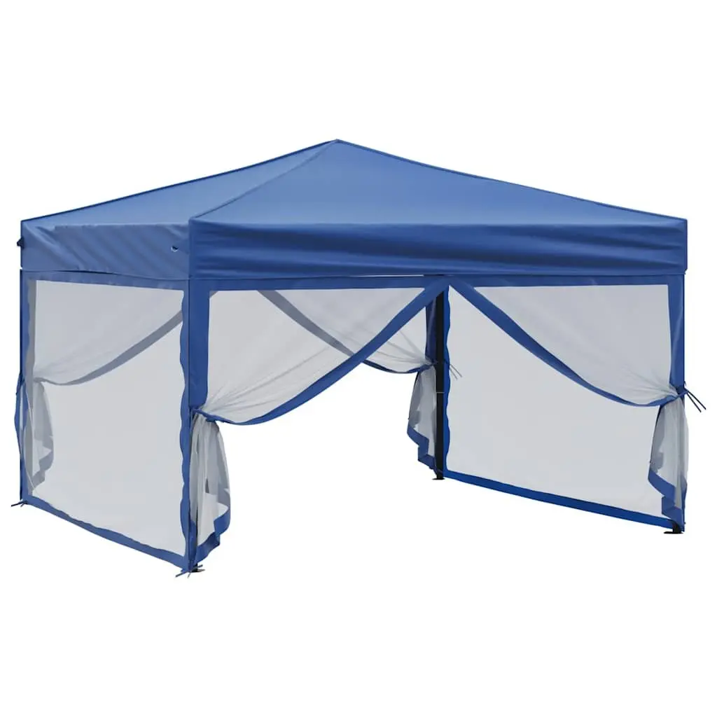 Folding Party Tent Blue 3x3 m Outdoor Canopy Gazebo with Sidewalls