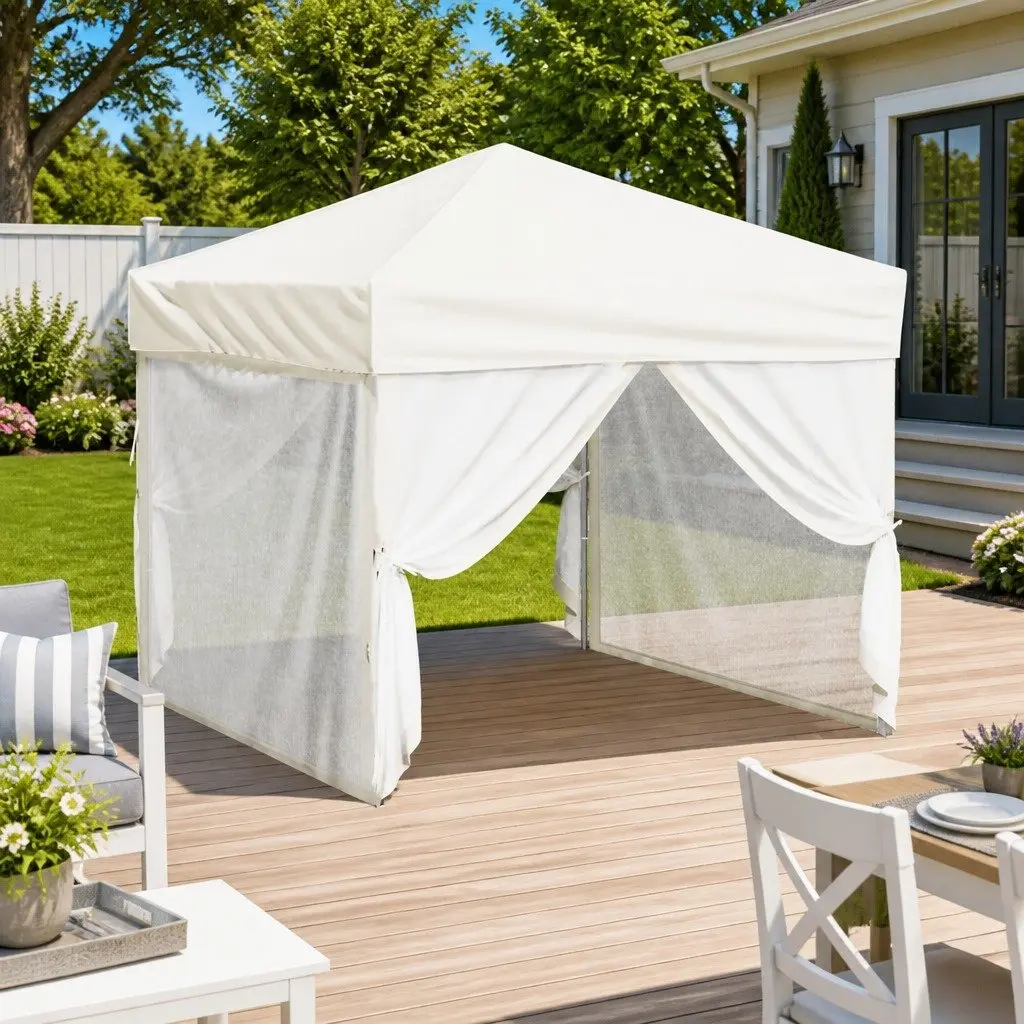 Folding Party Tent Outdoor Canopy 3x3m Cream with Sidewalls