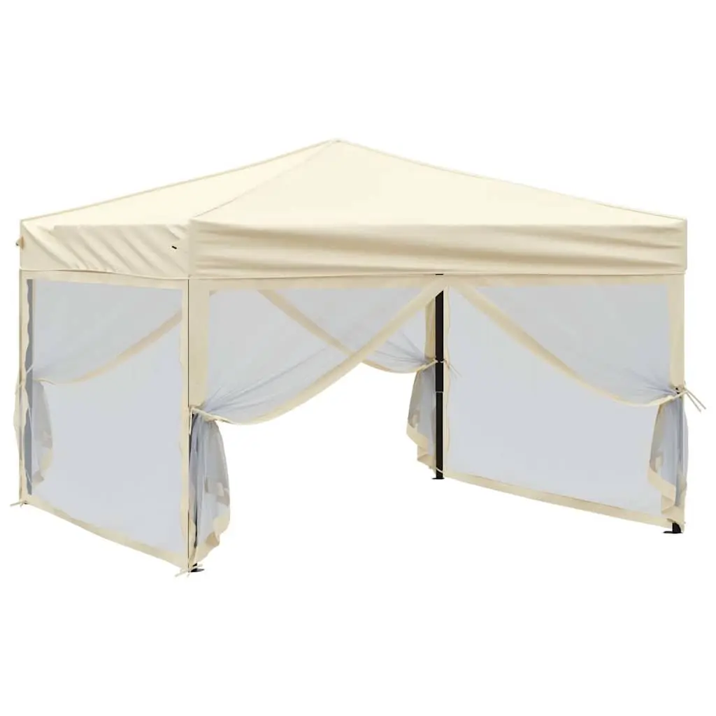 Folding Party Tent Outdoor Canopy 3x3m Cream with Sidewalls