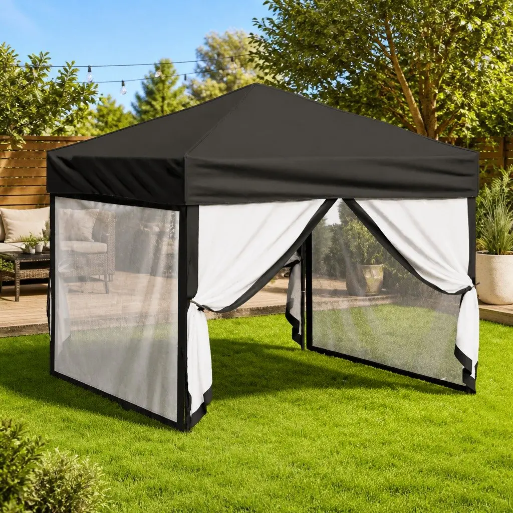 Folding Party Tent Outdoor Canopy 3x3m Black