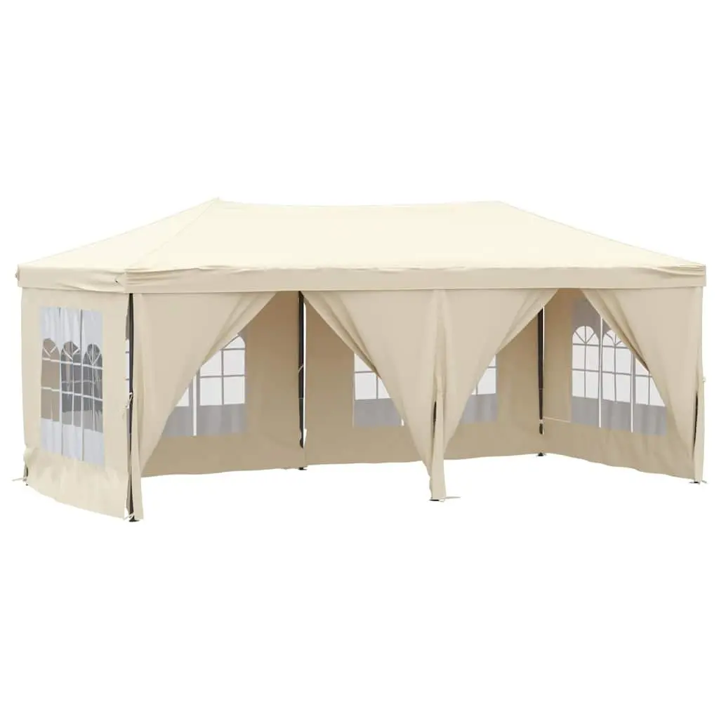 Folding Party Tent Outdoor Canopy 3x6m Cream with Sidewalls