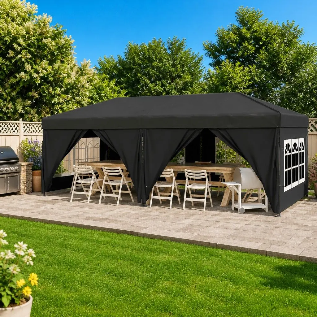 Folding Party Tent Outdoor Canopy Gazebo 3x6 m Anthracite