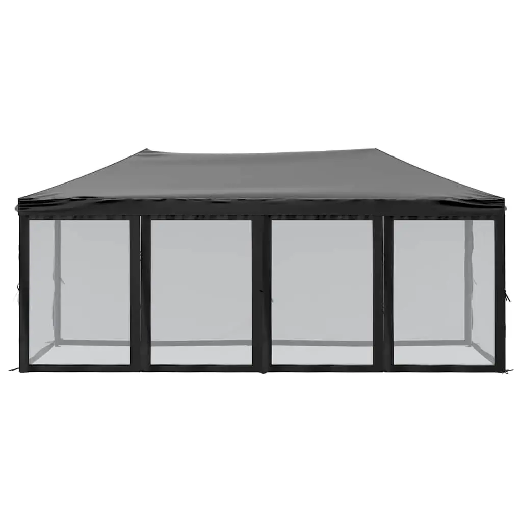 Folding Party Tent Black 3x6 m Outdoor Canopy Gazebo with Sidewalls