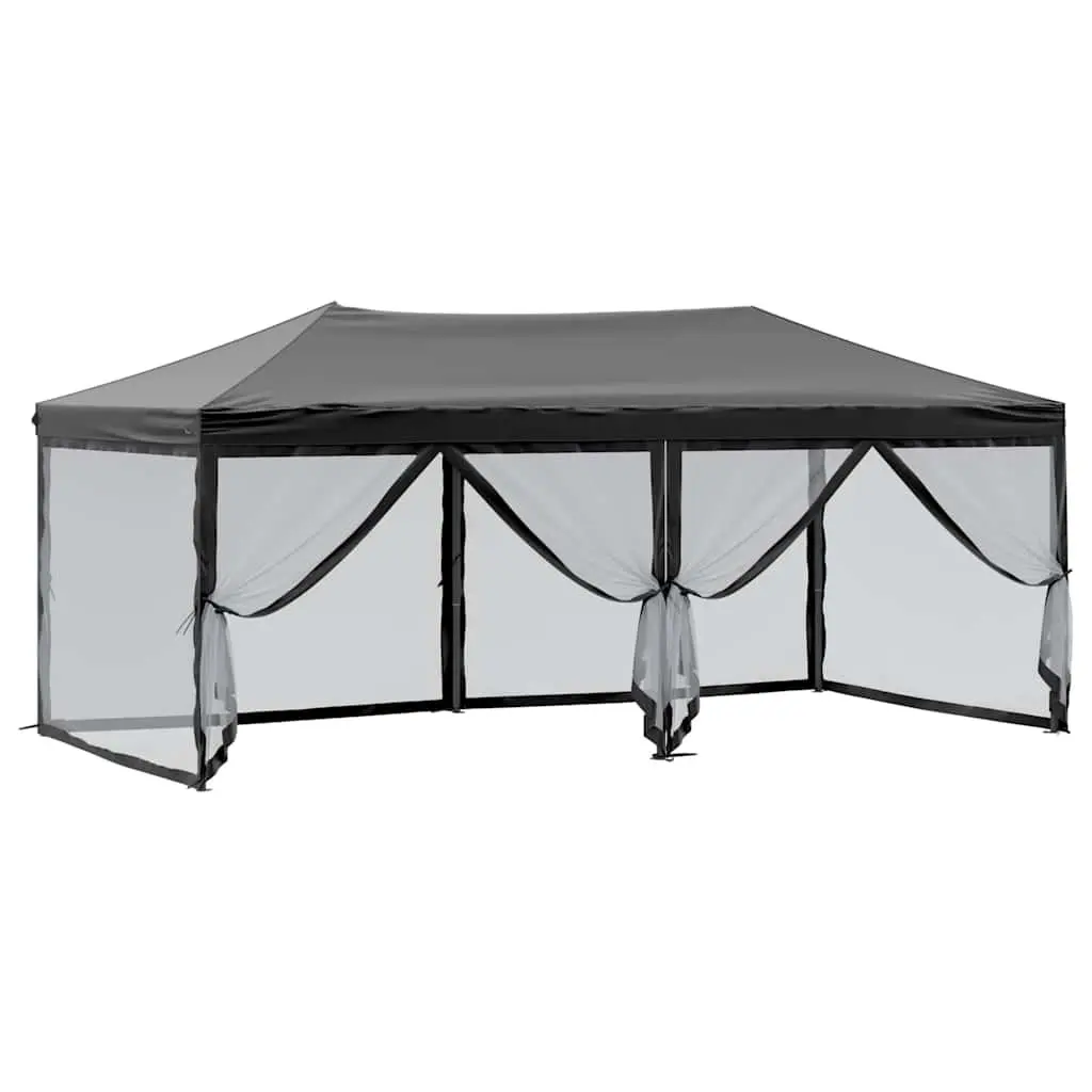 Folding Party Tent Black 3x6 m Outdoor Canopy Gazebo with Sidewalls