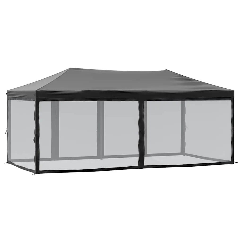 Folding Party Tent Black 3x6 m Outdoor Canopy Gazebo with Sidewalls