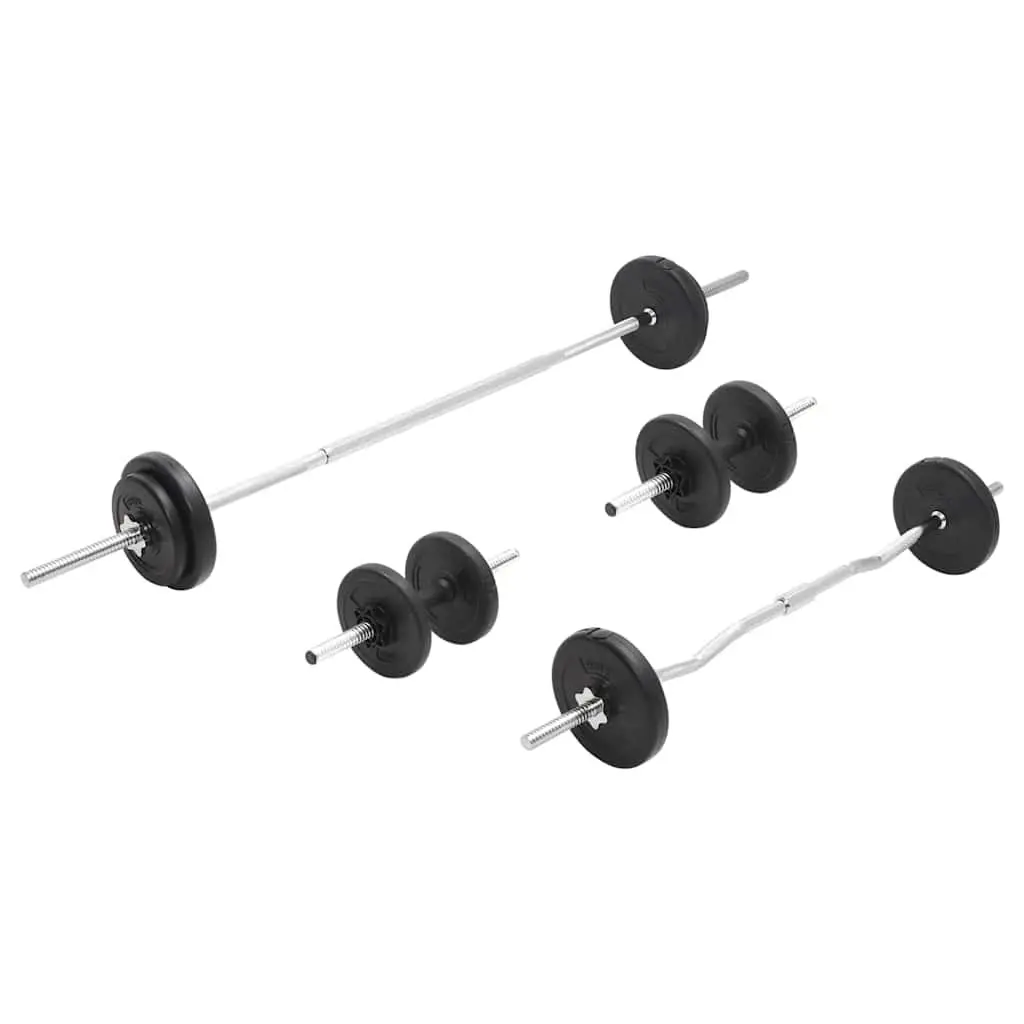 Barbell and Dumbbell Set 30kg Strength Training Home Gym Equipment Black