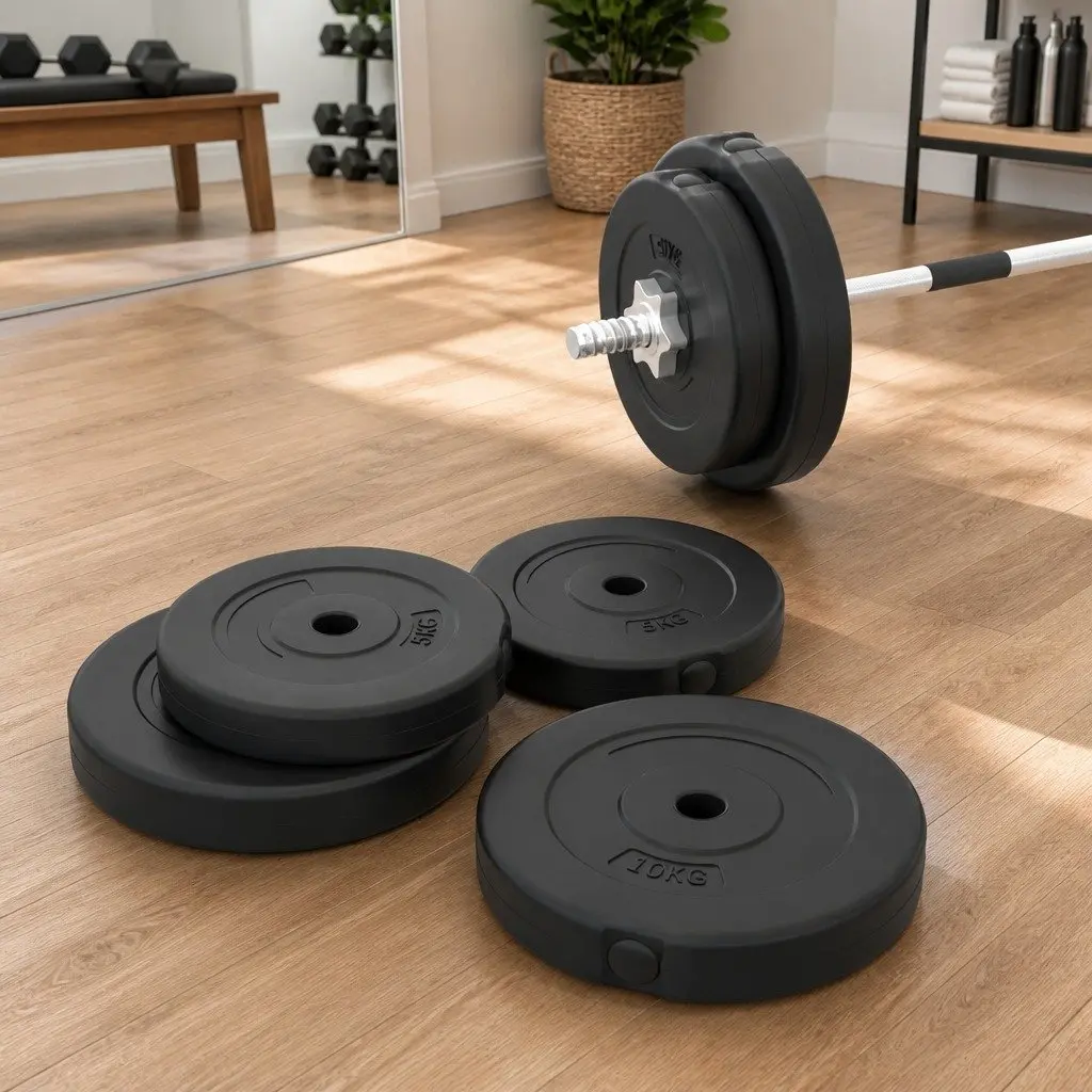 Weight Plates 30 kg Cement Dumbbell Barbell Plates Home Gym Training Black 4 Piece