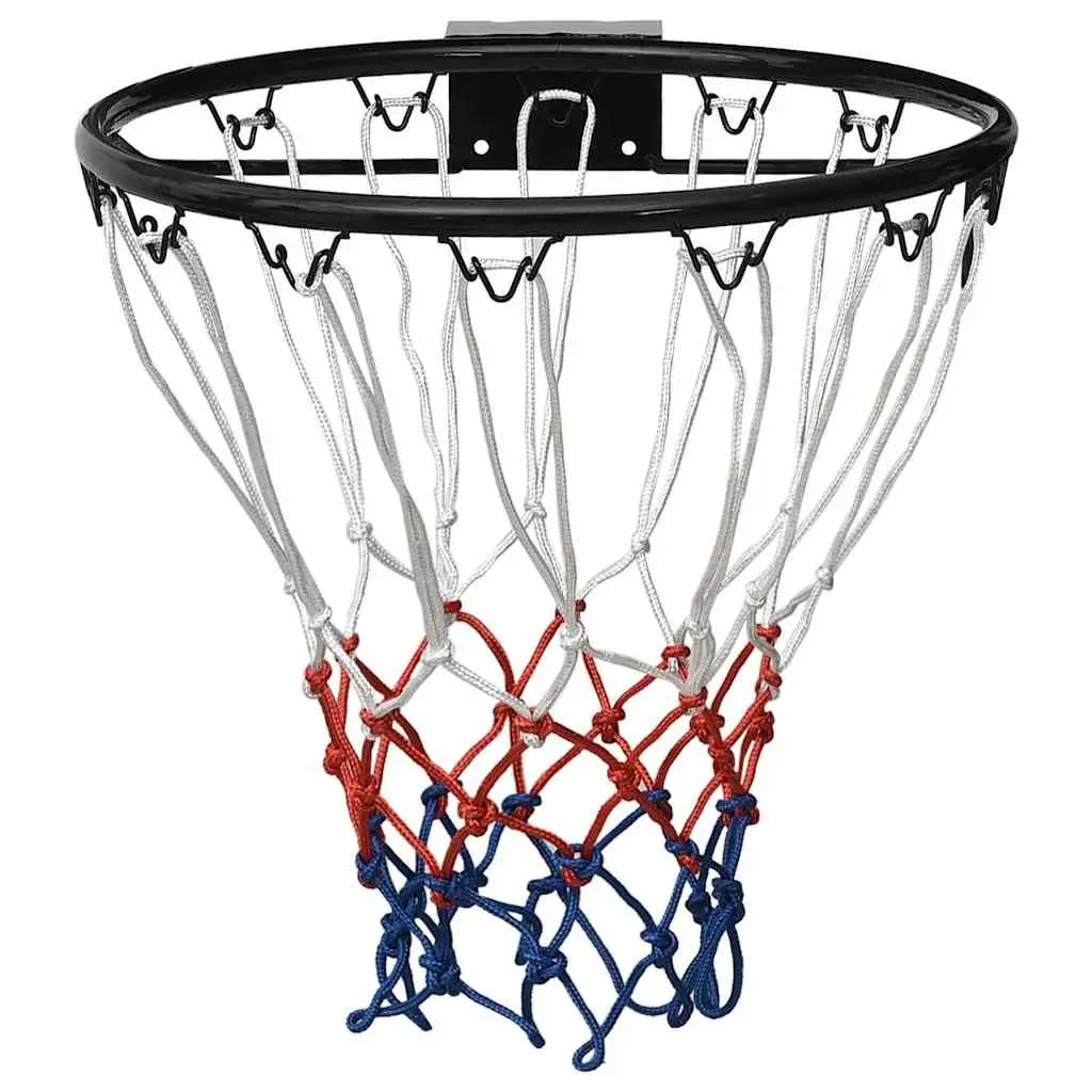 Basketball Rim 39 cm Wall-Mounted Steel Ring Nylon Net Indoor Outdoor Black