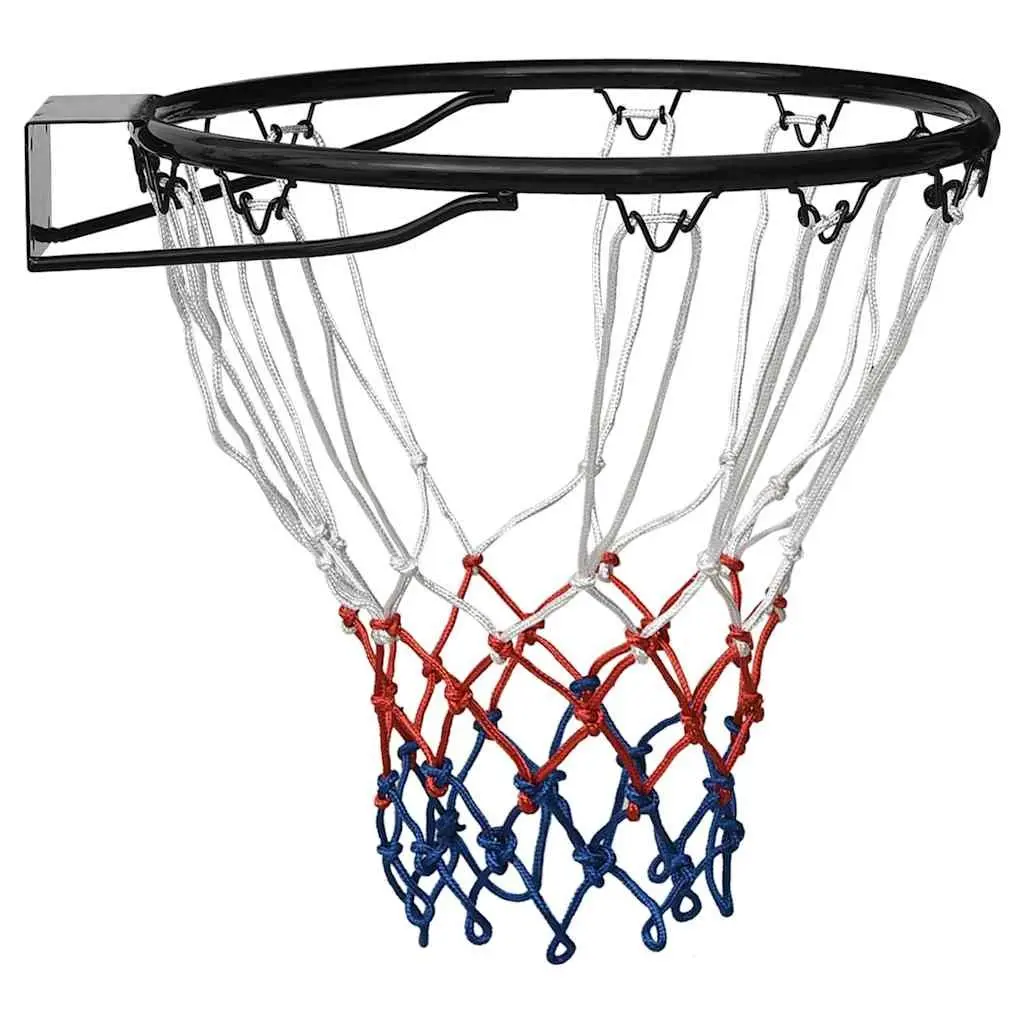 Basketball Rim 39 cm Wall-Mounted Steel Ring Nylon Net Indoor Outdoor Black