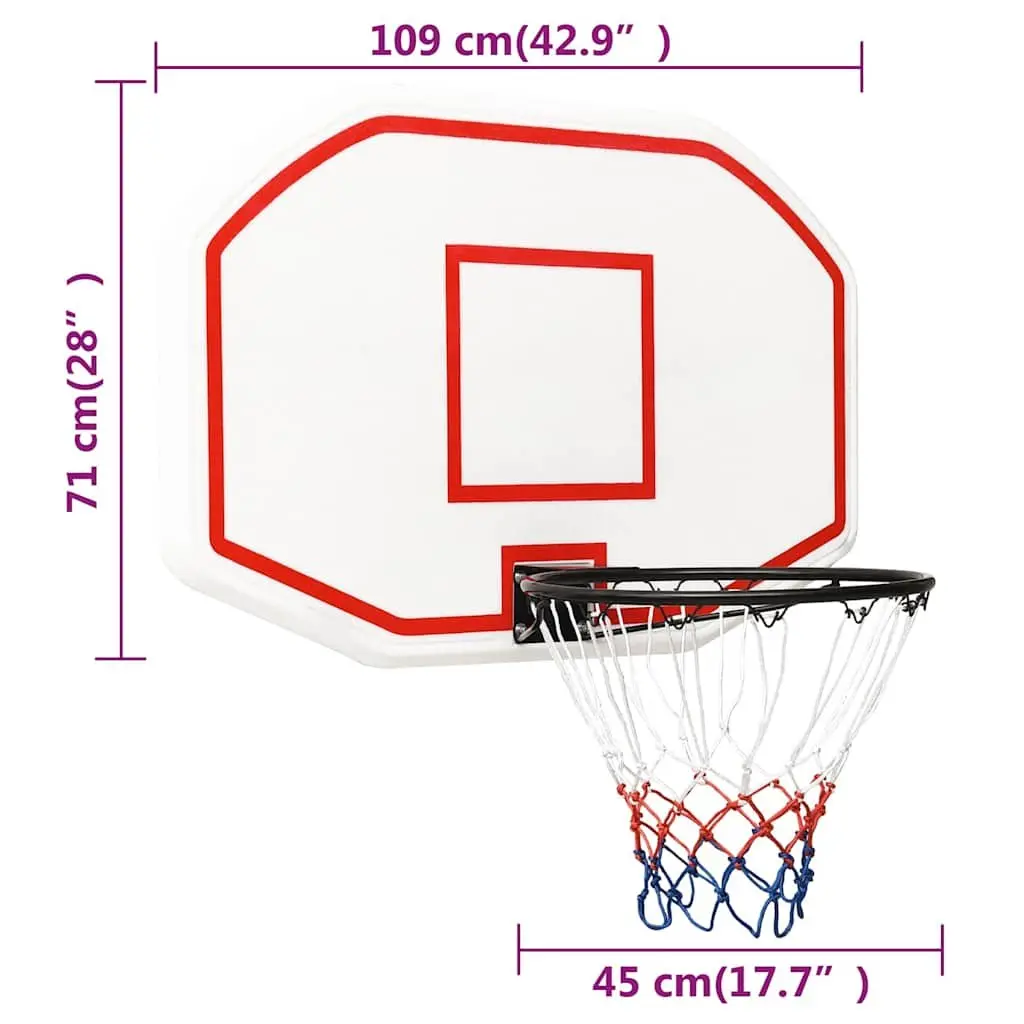 Basketball Backboard Indoor Outdoor Practice 109x71cm White