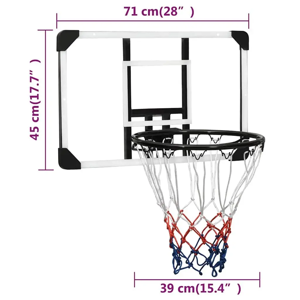 Basketball Backboard Transparent 71x45cm Wall-Mounted Polycarbonate Hoop