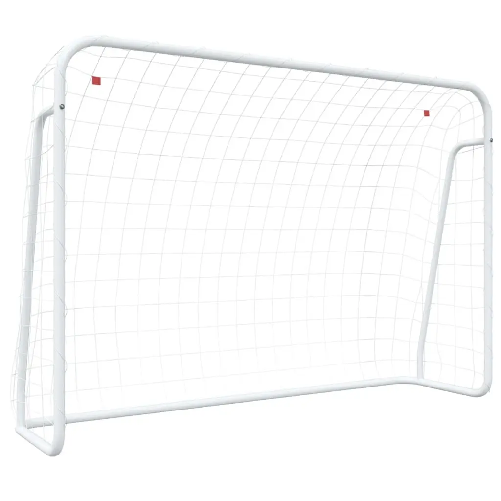 Football Goal with Net Training 214x75x152cm White Steel Frame Polyester