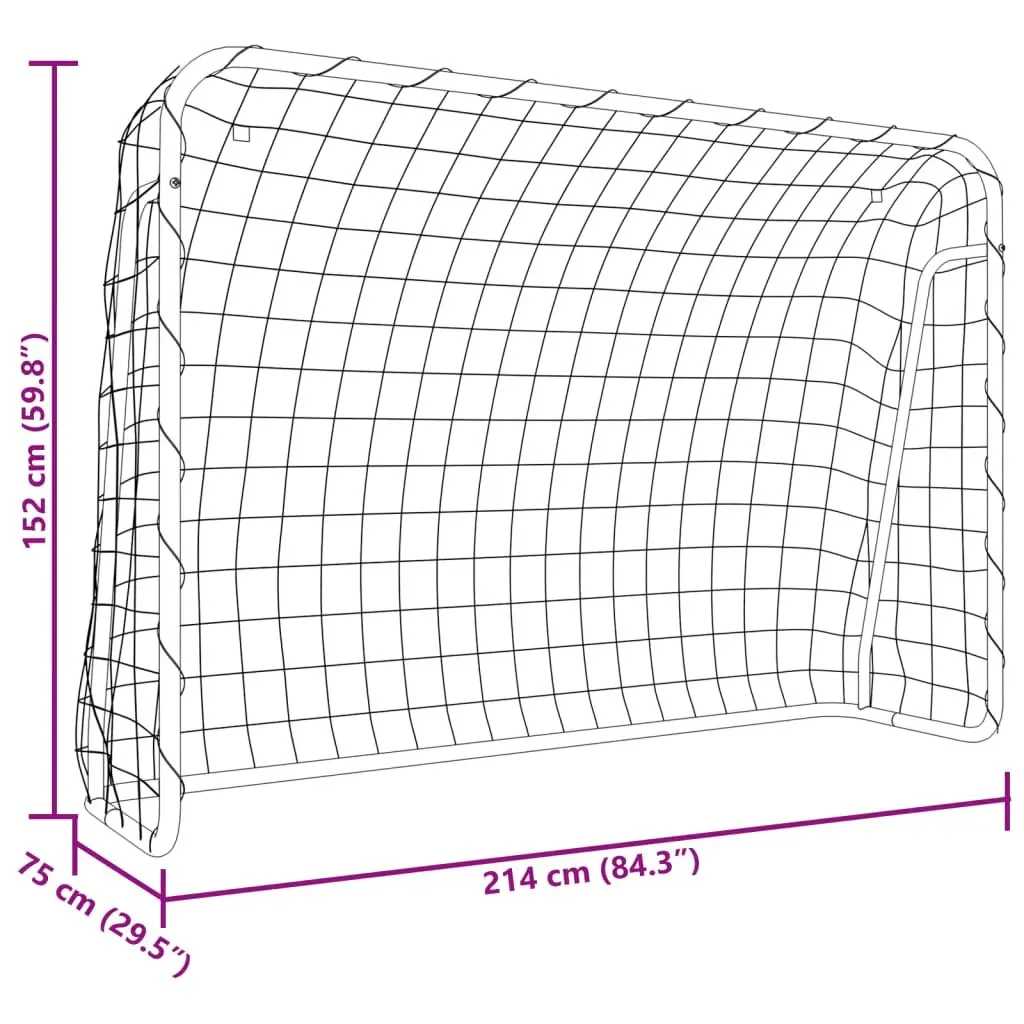 Football Goal with Net Training 214x75x152cm White Steel Frame Polyester
