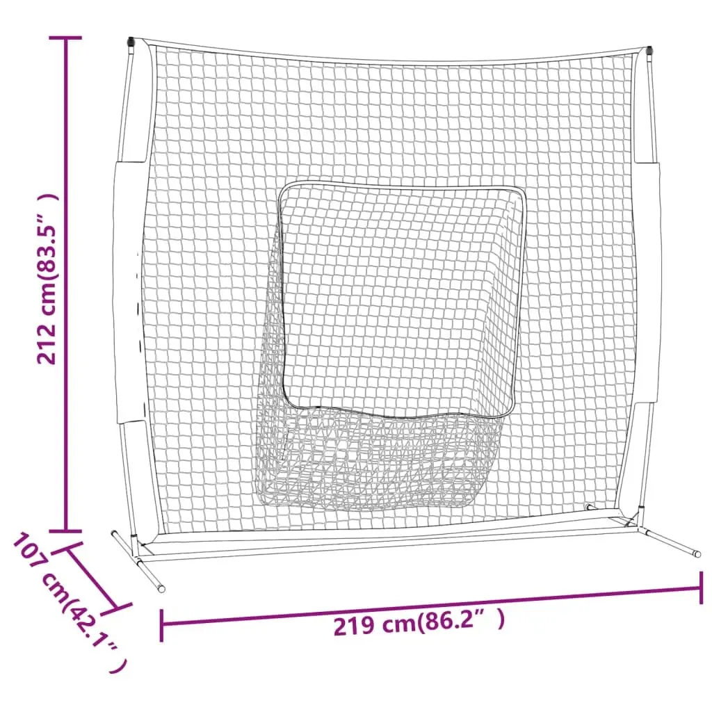 Baseball Practice Net Portable Training Aid 219 x 107 x 212 cm Orange and Black