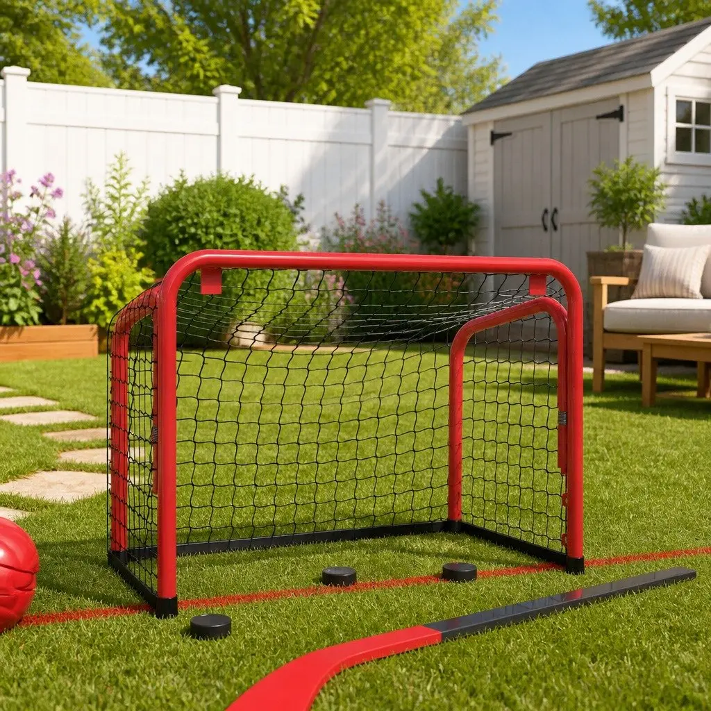 Hockey Goal Training 68x32x47cm Red Black Steel Frame Polyester