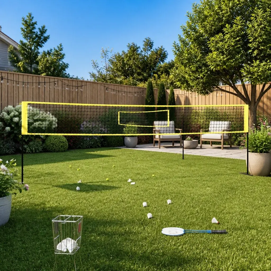 Badminton Net Portable Outdoor Games 600x155 cm Yellow Black PE Fabric