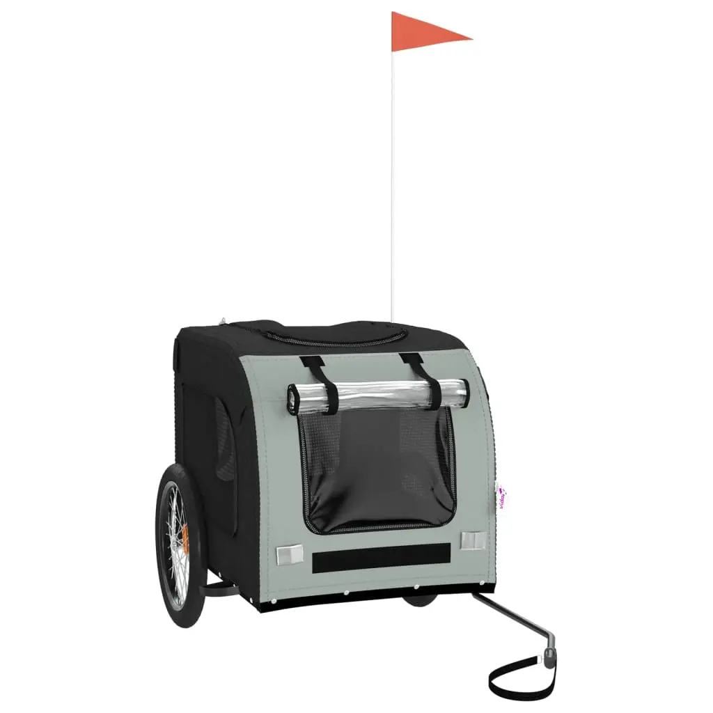 Pet Bike Trailer Small Dogs Grey Oxford Fabric Iron Frame