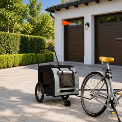 Reliable Pet Bike Trailer for Small Dogs, Black Fabric