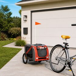 Pet Bike Trailer Orange Black Cargo Carrier Small Dogs Bicycle Attachment