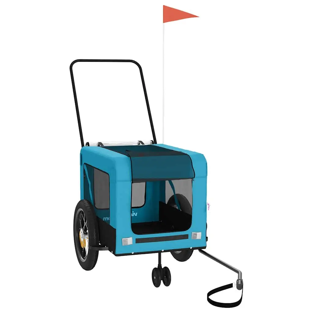Pet Bike Trailer Small Dogs Blue Black Oxford Fabric Iron Frame
