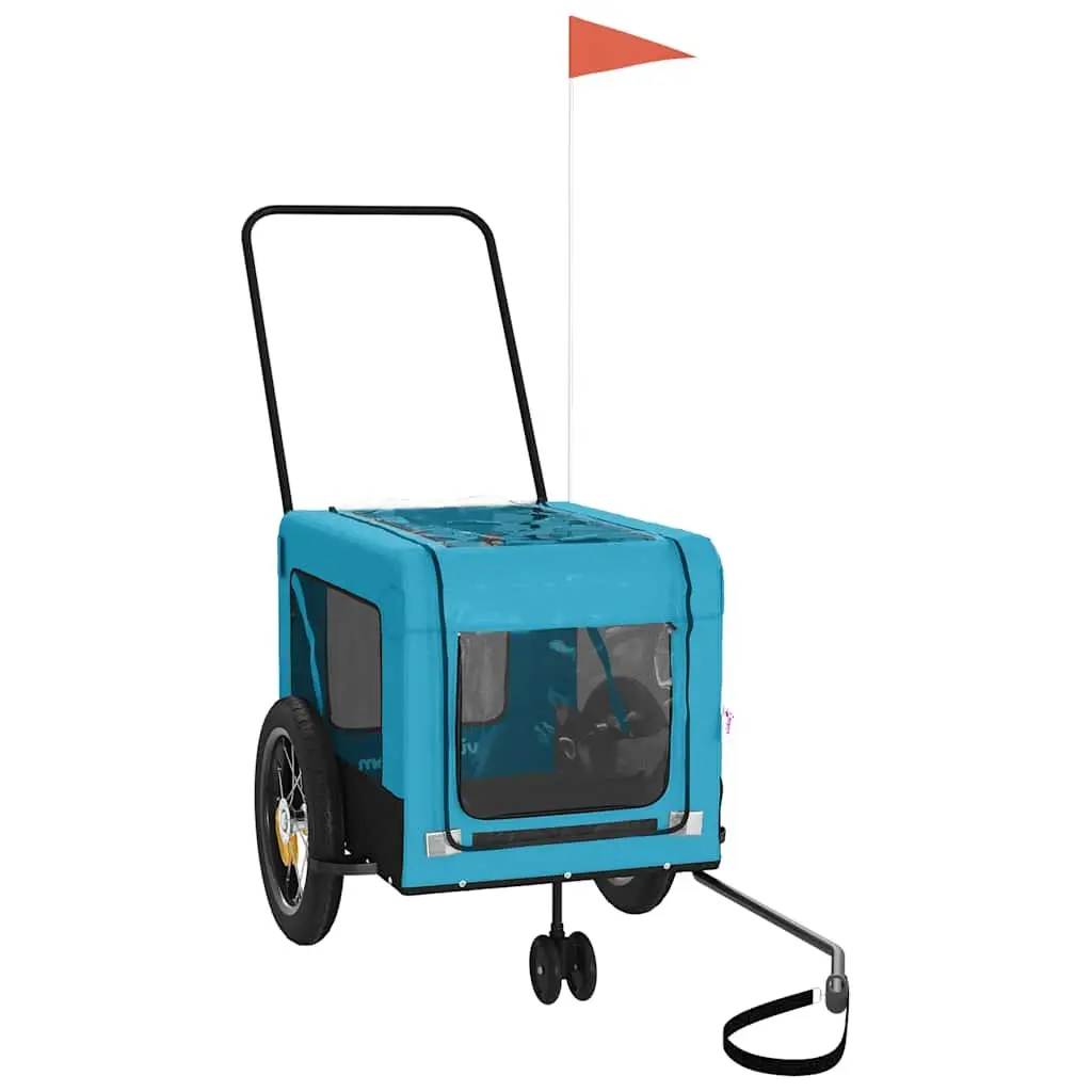 Pet Bike Trailer Small Dogs Blue Black Oxford Fabric Iron Frame