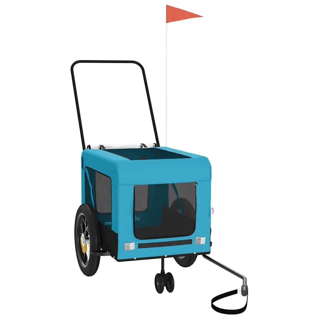 Pet Bike Trailer Small Dogs Blue Black Oxford Fabric Iron Frame